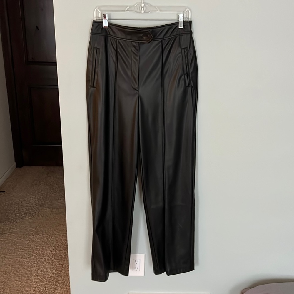 Women’s black faux leather pants. Halogen. Size 8.